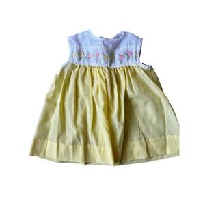 Vintage Nannette baby girls sleeveless yellow floral dress 0-6 mos